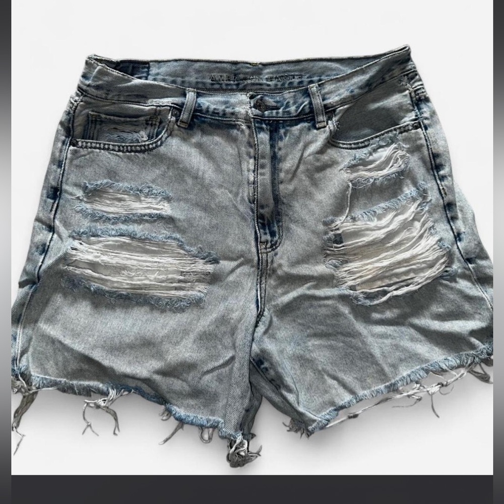 American Eagle Outfitters Light Blue Distressed Jean Shorts